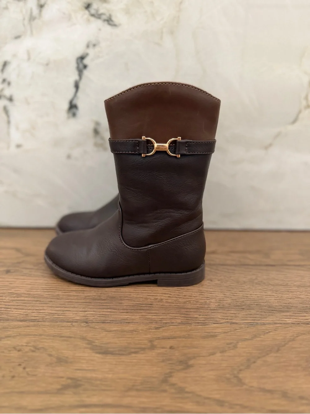 Gymboree Girls Brown Two-Tone Side Zipper Boots